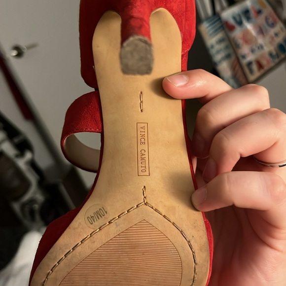 Red Charlotte Point Toe Heels - Picture 2 of 4